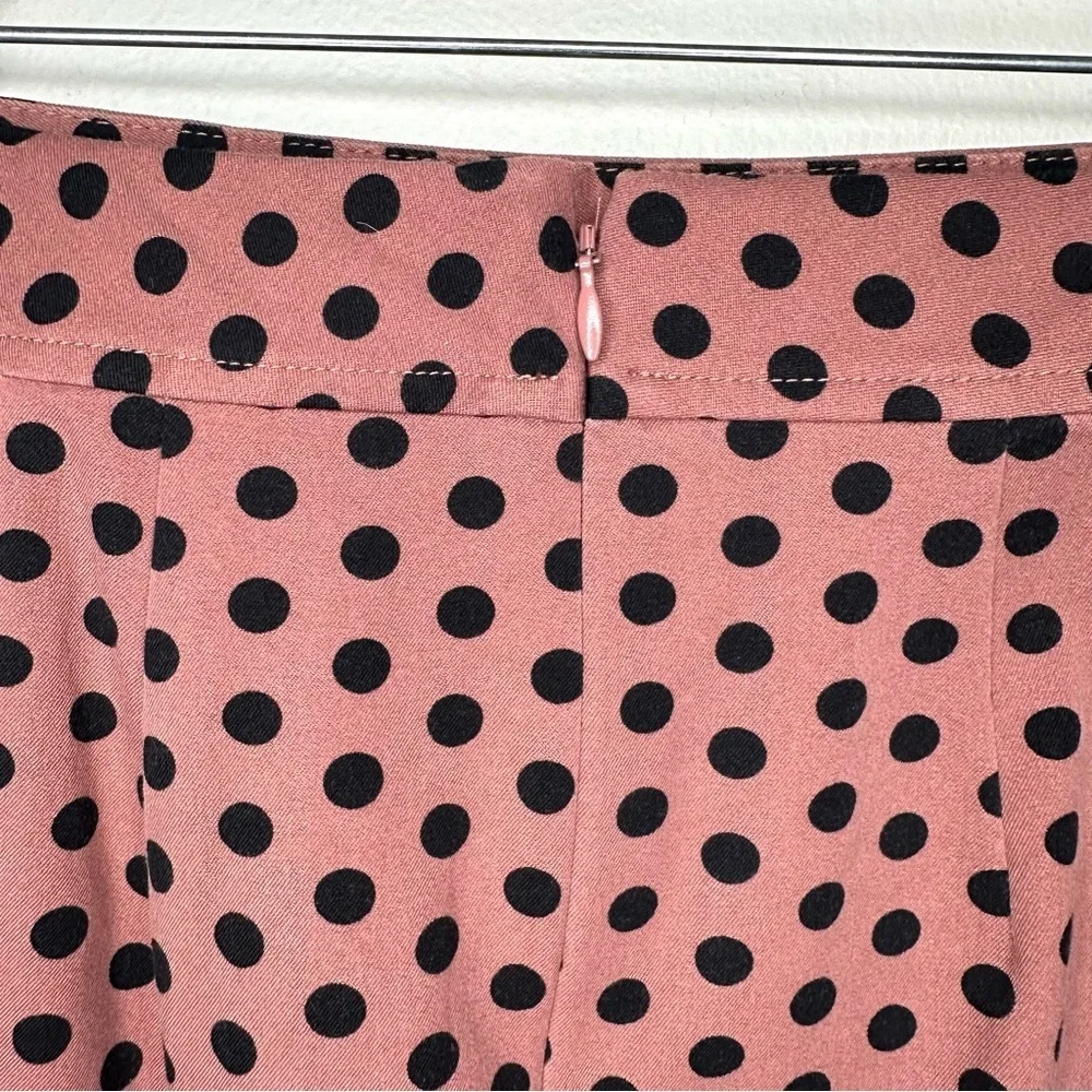 LOFT Pink Skirt with Black Polkadots Size 4